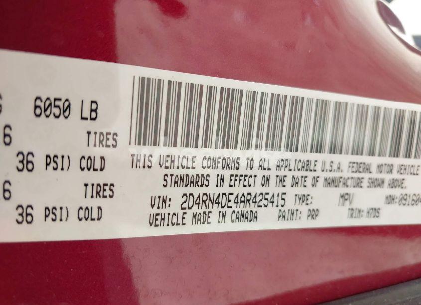 Photo 9 of 2010 Dodge Grand CARAVAN SE (VIN 2D4RN4DE4AR425415)