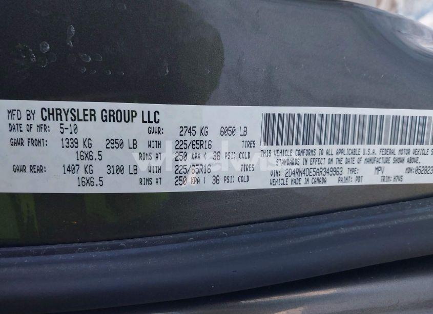 Photo 9 of 2010 Dodge Grand CARAVAN SE (VIN 2D4RN4DE5AR349963)