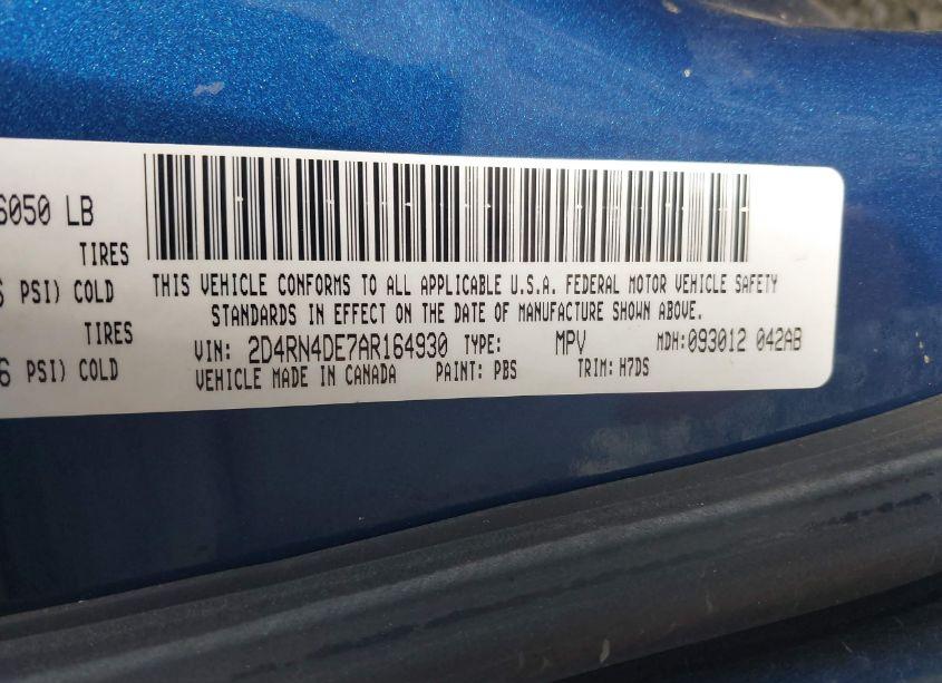 Photo 9 of 2010 Dodge Grand CARAVAN SE (VIN 2D4RN4DE7AR164930)