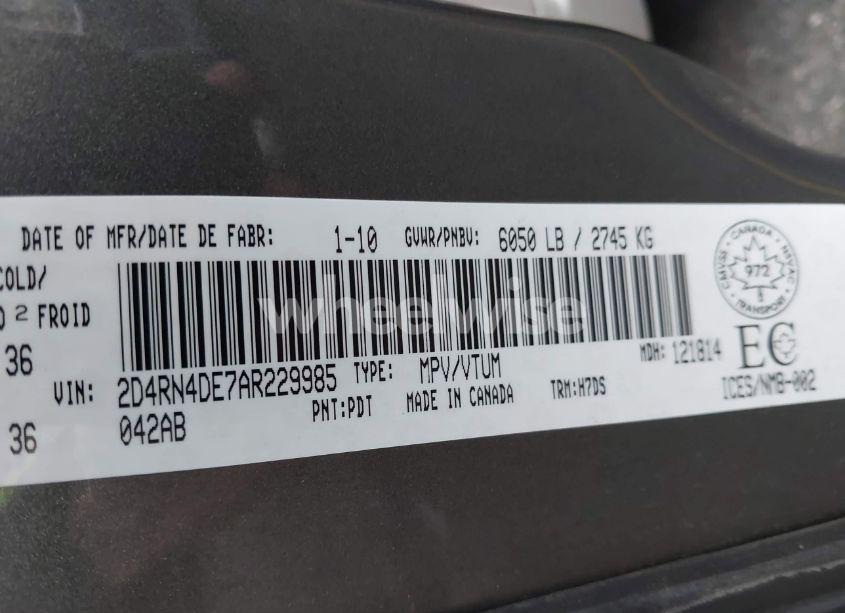Photo 9 of 2010 Dodge Grand CARAVAN SE (VIN 2D4RN4DE7AR229985)