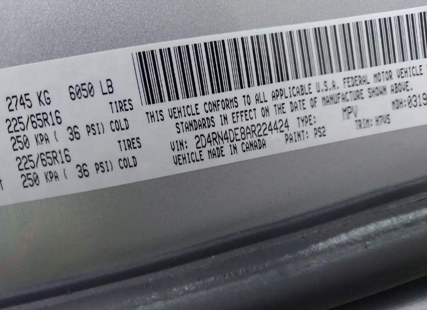 Photo 9 of 2010 Dodge Grand CARAVAN SE (VIN 2D4RN4DE8AR224424)