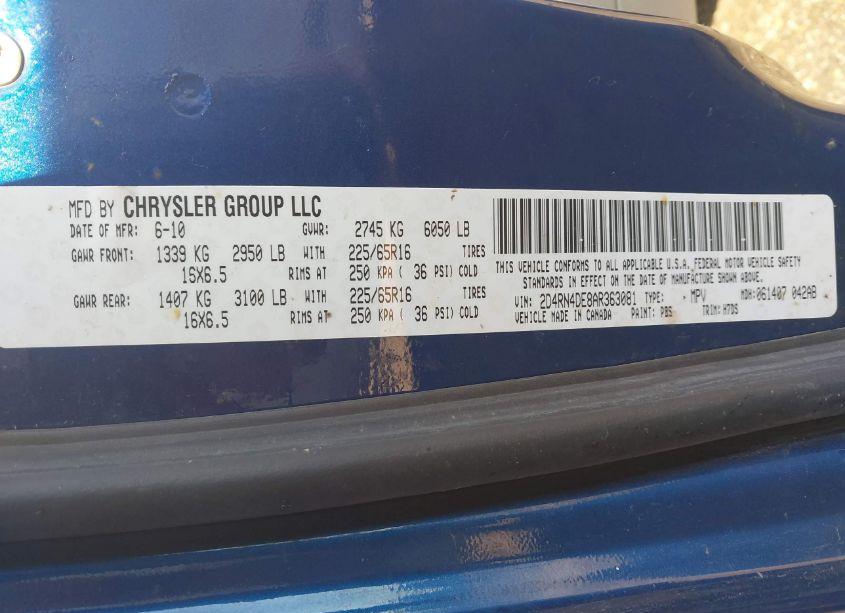 Photo 9 of 2010 Dodge Grand CARAVAN SE (VIN 2D4RN4DE8AR363081)