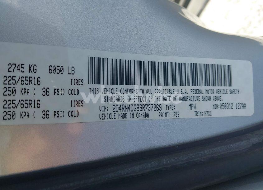 Photo 9 of 2011 Dodge Grand CARAVAN EXPRESS (VIN 2D4RN4DG8BR737269)