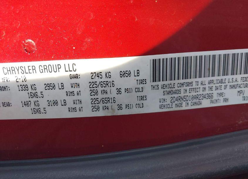 Photo 9 of 2010 Dodge Grand CARAVAN SXT (VIN 2D4RN5D10AR234366)