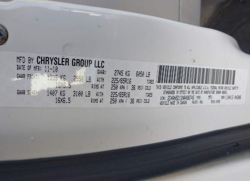 Photo 9 of 2010 Dodge Grand CARAVAN SXT (VIN 2D4RN5D12AR496745)