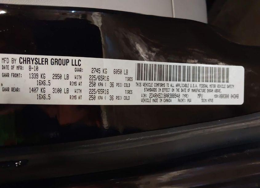 Photo 9 of 2010 Dodge Grand CARAVAN SXT (VIN 2D4RN5D18AR388940)