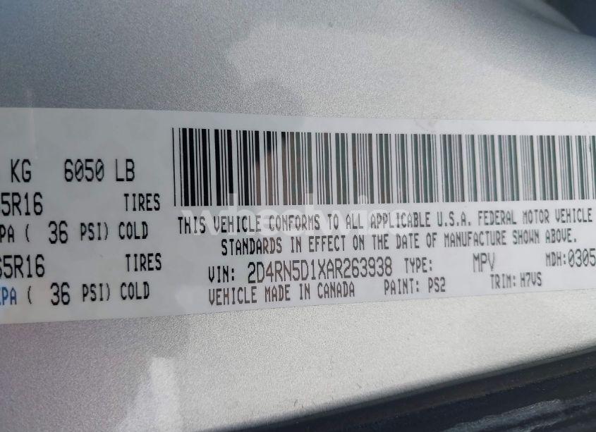 Photo 9 of 2010 Dodge Grand CARAVAN SXT (VIN 2D4RN5D1XAR263938)