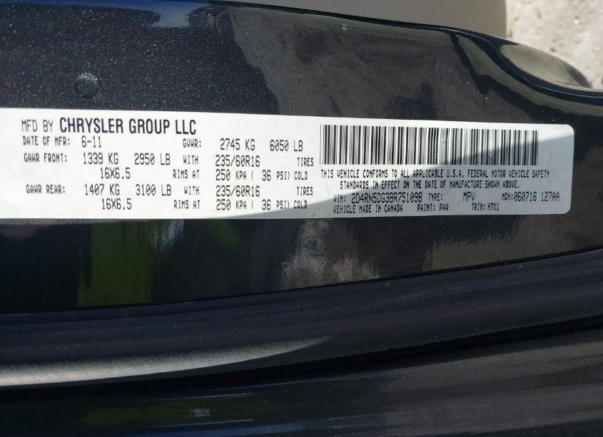 Photo 9 of 2011 Dodge Grand CARAVAN CREW (VIN 2D4RN5DG3BR751098)