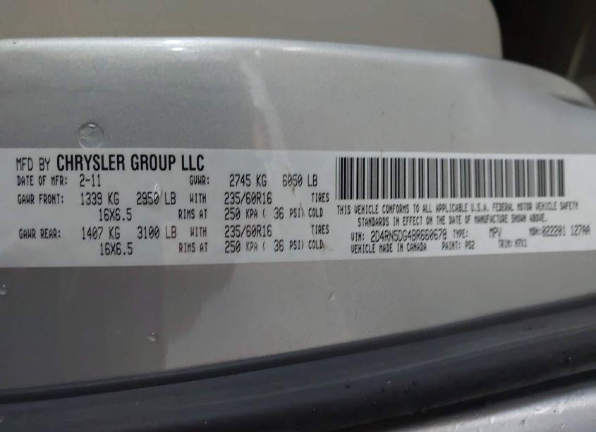 Photo 9 of 2011 Dodge Grand CARAVAN CREW (VIN 2D4RN5DG4BR660678)