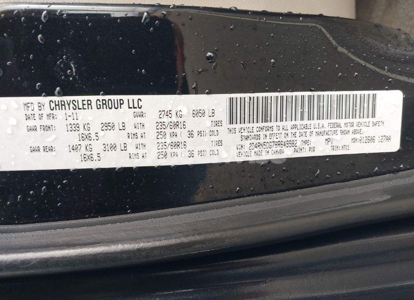 Photo 9 of 2011 Dodge Grand CARAVAN CREW (VIN 2D4RN5DG7BR649982)