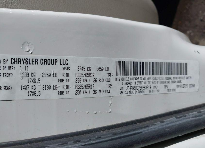 Photo 9 of 2011 Dodge Grand CARAVAN CREW (VIN 2D4RN5DG7BR663218)