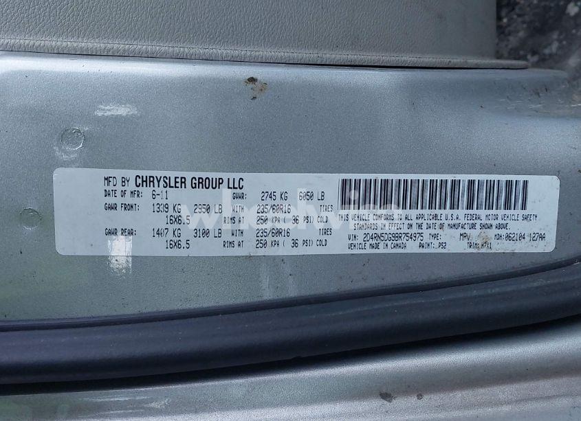 Photo 9 of 2011 Dodge Grand CARAVAN CREW (VIN 2D4RN5DG9BR754975)