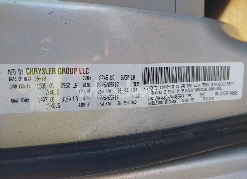 Photo 9 of 2010 Dodge Grand CARAVAN CREW (VIN 2D4RN6DX2AR455624)