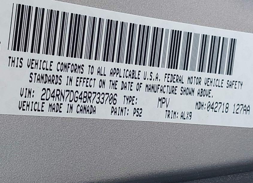 Photo 9 of 2011 Dodge Grand CARAVAN R/T (VIN 2D4RN7DG4BR733706)