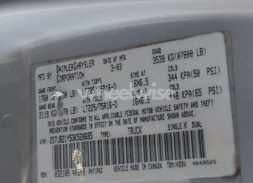 Photo 9 of 2003 Dodge Ram VAN 2500 CONVERSION (VIN 2D7JB21Y53K520685)