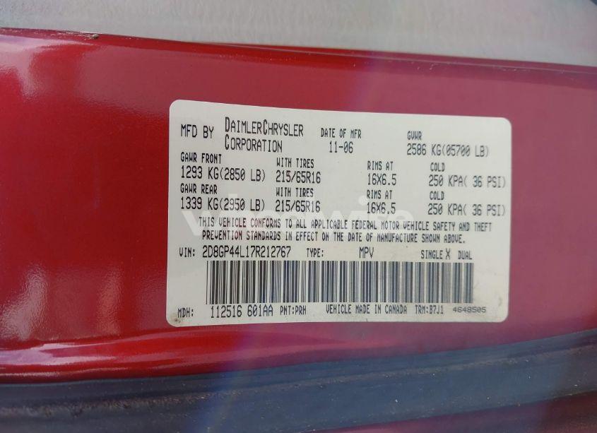 Photo 9 of 2007 Dodge Grand CARAVAN SXT (VIN 2D8GP44L17R212767)