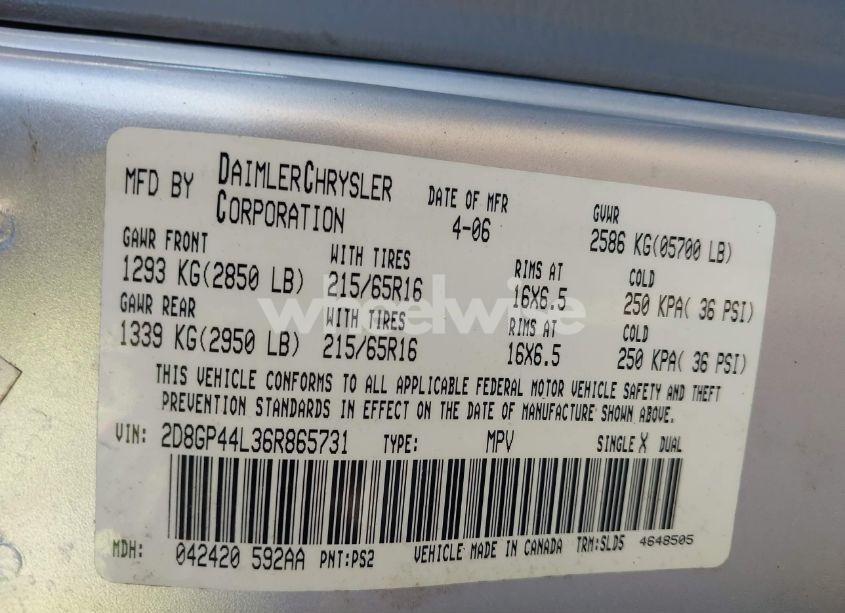 Photo 9 of 2006 Dodge Grand CARAVAN SXT (VIN 2D8GP44L36R865731)