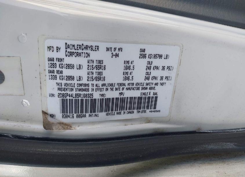 Photo 9 of 2005 Dodge Grand CARAVAN SXT (VIN 2D8GP44L85R160325)