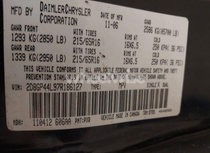 Photo 9 of 2007 Dodge Grand CARAVAN SXT (VIN 2D8GP44L97R186127)