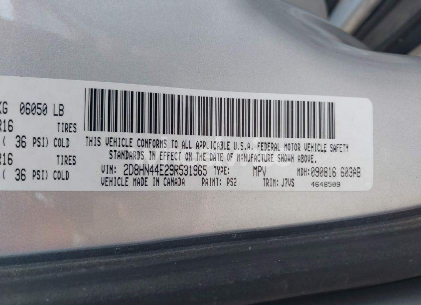 Photo 9 of 2009 Dodge Grand CARAVAN SE (VIN 2D8HN44E29R531965)