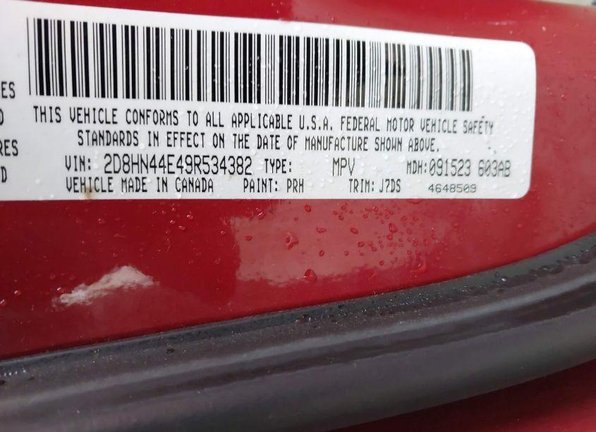 Photo 9 of 2009 Dodge Grand CARAVAN SE (VIN 2D8HN44E49R534382)