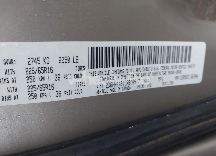 Photo 9 of 2009 Dodge Grand CARAVAN SE (VIN 2D8HN44E49R608917)