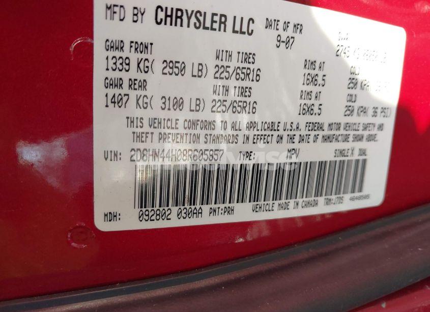 Photo 9 of 2008 Dodge Grand CARAVAN SE (VIN 2D8HN44H08R605957)