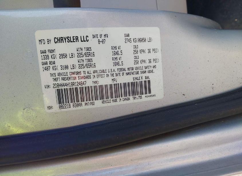 Photo 9 of 2008 Dodge Grand CARAVAN SE (VIN 2D8HN44H18R124647)