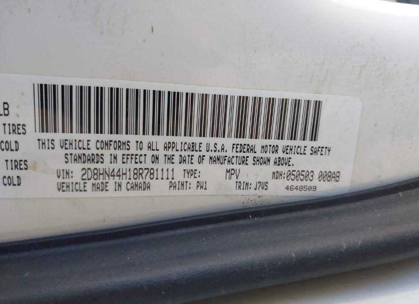 Photo 9 of 2008 Dodge Grand CARAVAN SE (VIN 2D8HN44H18R781111)