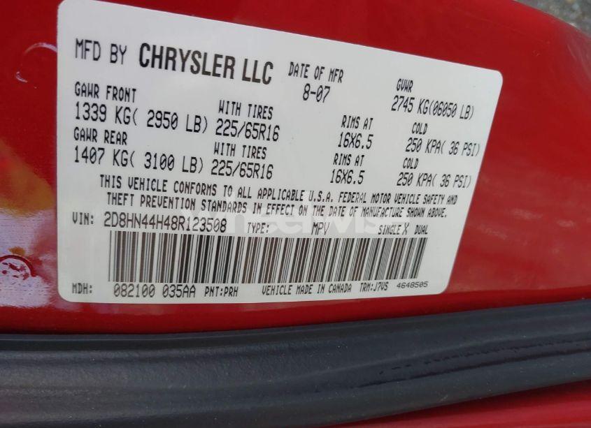 Photo 9 of 2008 Dodge Grand CARAVAN SE (VIN 2D8HN44H48R123508)