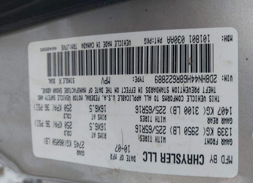 Photo 9 of 2008 Dodge Grand CARAVAN SE (VIN 2D8HN44H68R622889)