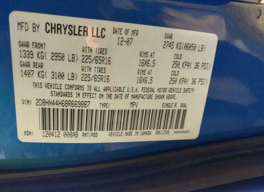 Photo 9 of 2008 Dodge Grand CARAVAN SE (VIN 2D8HN44H68R669887)