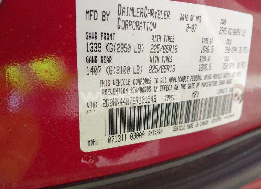 Photo 9 of 2008 Dodge Grand CARAVAN SE (VIN 2D8HN44H78R101549)