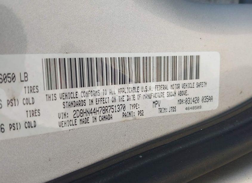 Photo 9 of 2008 Dodge Grand CARAVAN SE (VIN 2D8HN44H78R751370)