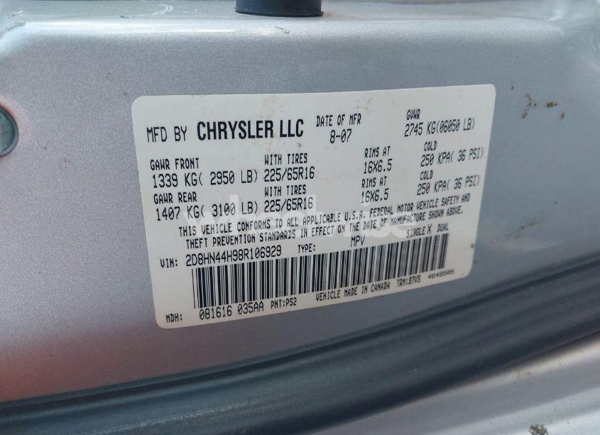 Photo 9 of 2008 Dodge Grand CARAVAN SE (VIN 2D8HN44H98R106929)