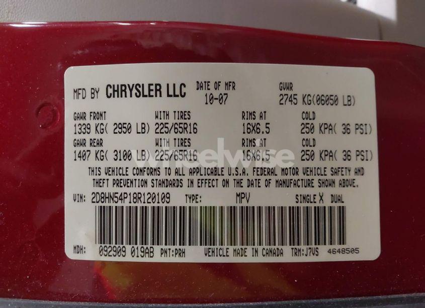 Photo 9 of 2008 Dodge Grand CARAVAN SXT (VIN 2D8HN54P18R120109)