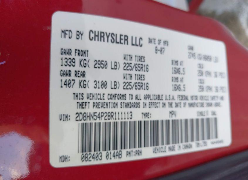 Photo 9 of 2008 Dodge Grand CARAVAN SXT (VIN 2D8HN54P28R111113)