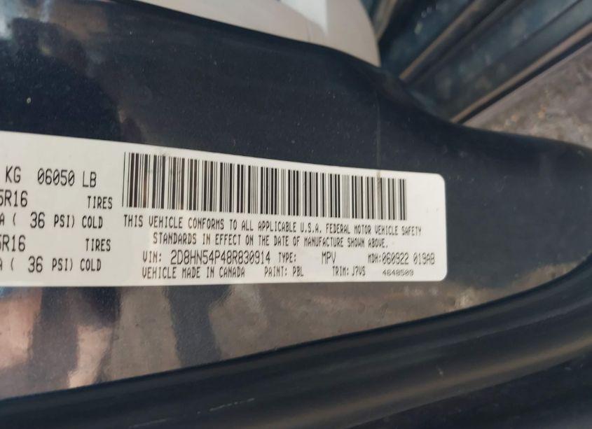 Photo 9 of 2008 Dodge Grand CARAVAN SXT (VIN 2D8HN54P48R830914)