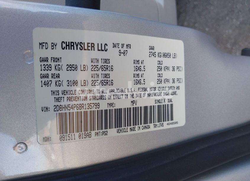 Photo 9 of 2008 Dodge Grand CARAVAN SXT (VIN 2D8HN54P68R135799)