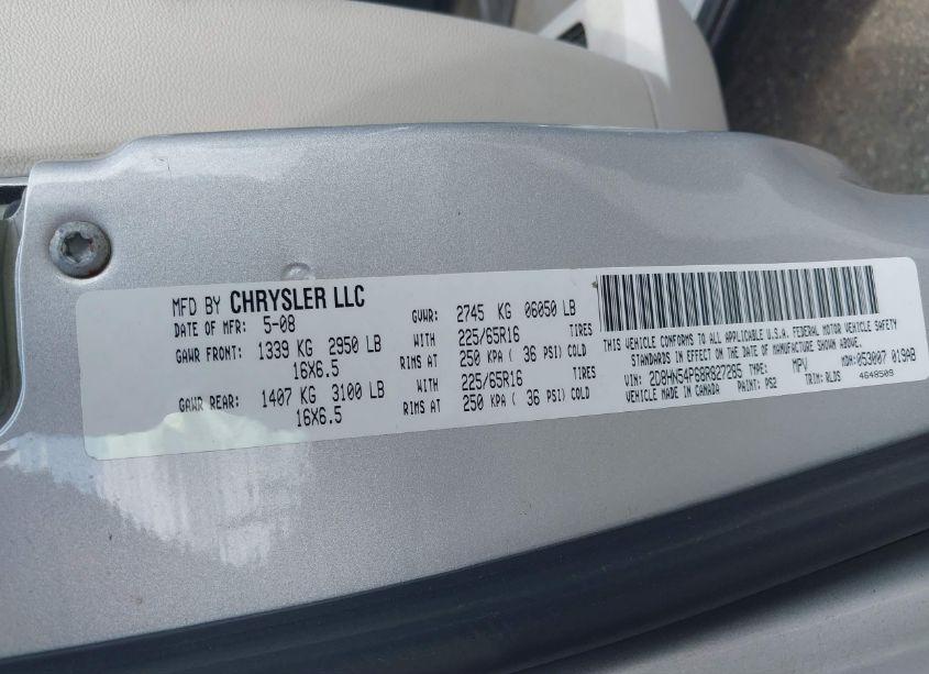 Photo 9 of 2008 Dodge Grand CARAVAN SXT (VIN 2D8HN54P68R827285)