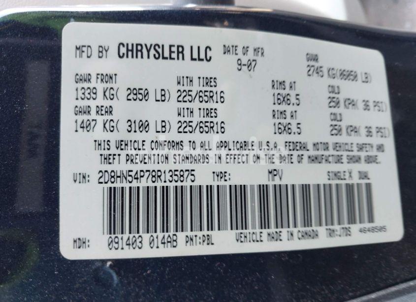 Photo 9 of 2008 Dodge Grand CARAVAN SXT (VIN 2D8HN54P78R135875)