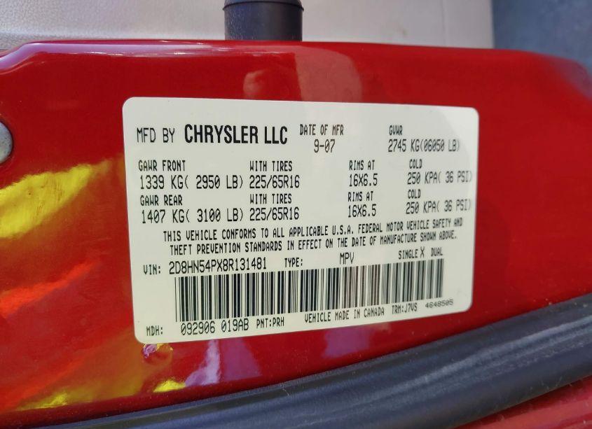 Photo 9 of 2008 Dodge Grand CARAVAN SXT (VIN 2D8HN54PX8R131481)