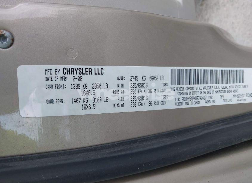 Photo 9 of 2008 Dodge Grand CARAVAN SXT (VIN 2D8HN54PX8R742417)