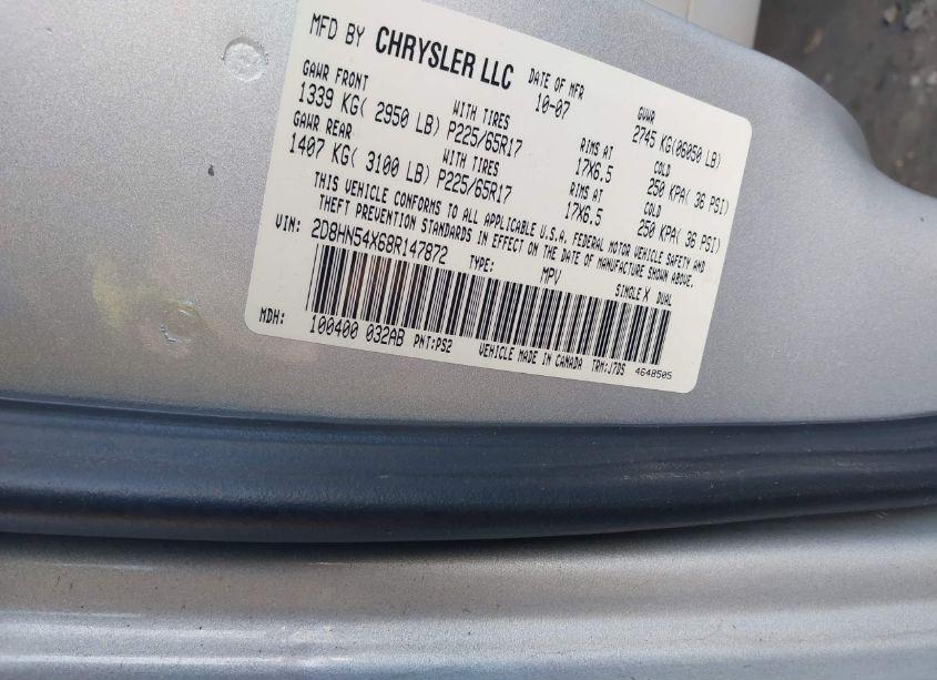 Photo 9 of 2008 Dodge Grand CARAVAN SXT (VIN 2D8HN54X68R147872)