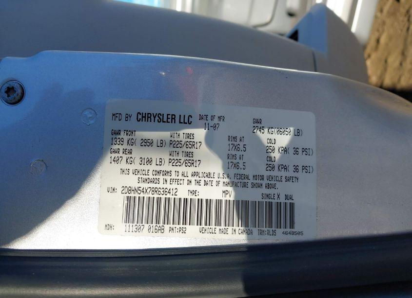 Photo 9 of 2008 Dodge Grand CARAVAN SXT (VIN 2D8HN54X78R636412)