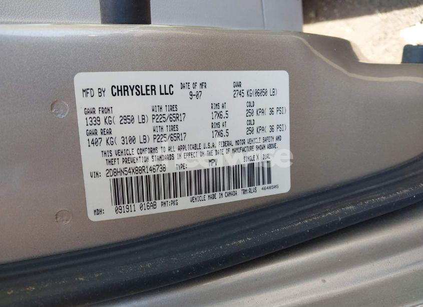 Photo 9 of 2008 Dodge Grand CARAVAN SXT (VIN 2D8HN54X88R146738)