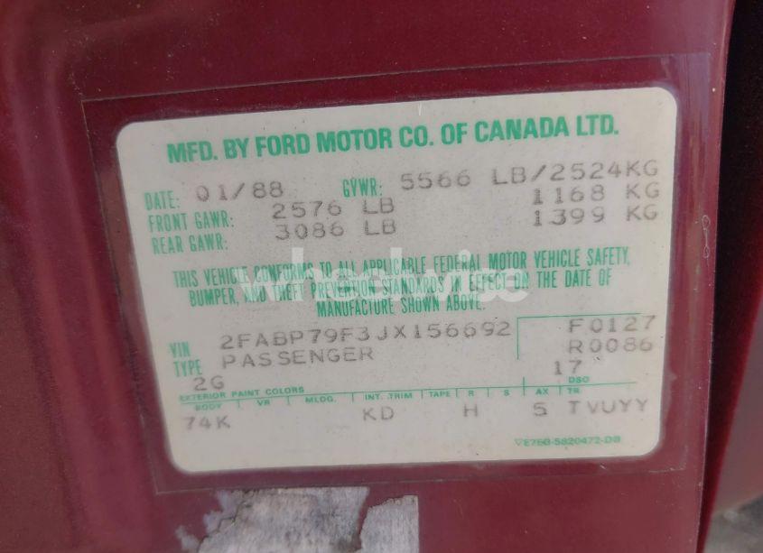 Photo 9 of 1988 Ford Crown VICTORIA COUNTRY SQUIRE LX (VIN 2FABP79F3JX156692)