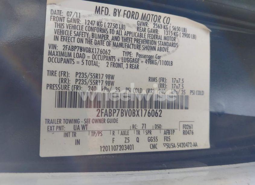 Photo 9 of 2011 Ford Crown VICTORIA POLICE INTERCEPTOR (VIN 2FABP7BV0BX176062)