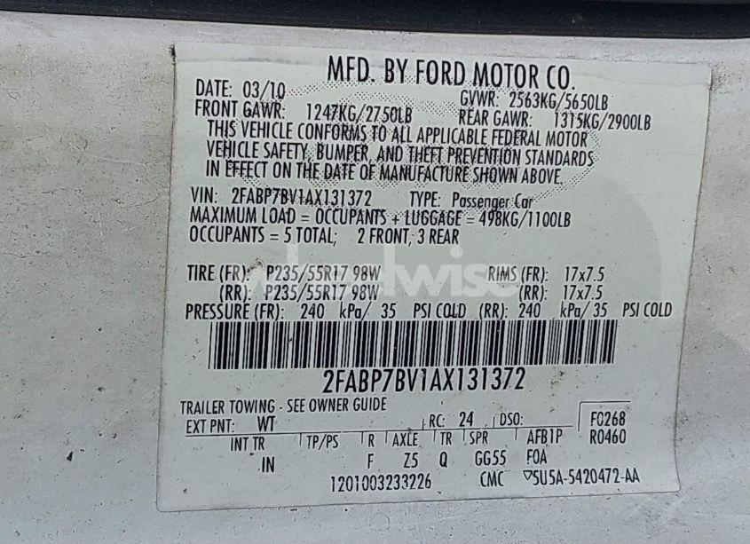 Photo 9 of 2010 Ford Crown VICTORIA POLICE/POLICE INTERCEPTOR (VIN 2FABP7BV1AX131372)