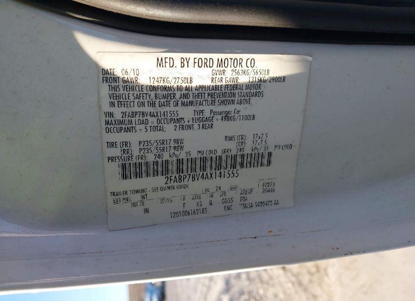 Photo 9 of 2010 Ford Crown VICTORIA POLICE/POLICE INTERCEPTOR (VIN 2FABP7BV4AX141555)